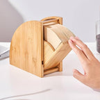 Organizer Bamboo Coffee Organizer Holder Dispenser Storage With Cover Rotating Access Suitable service area office kitchenette, L - Image 4