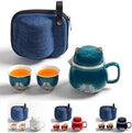 SHELFLOVER Beautiful Tea Mug Portable Set, White Porcelain Easy to Clean Keep Tea Hot Long, Easy Carried Travel/Office/Home Drink, Cute Cat, Green, 10oz by SHELFLOVER