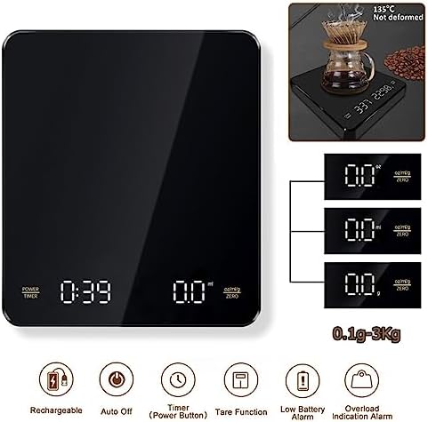 Coffee Electronic Scales Pour Over Espresso 3kg 0.1g LED Auto Timer Smart Kitchen Scale - Image 4