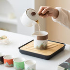 Chinese Tea Set, 7-Piece Ceramic Gongfu Set with Landscape Art, Teapot with Filter, Tea Cups, Serving Tray, Gift Box - Image 6