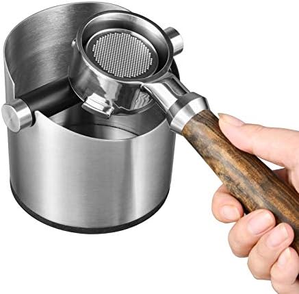 Large Size Coffee Knock Box, SANTOW Stainless Steel Construction Black Espresso Knock Box with Removable Knock Bar and Non-Slip Base (Silver) - Image 2