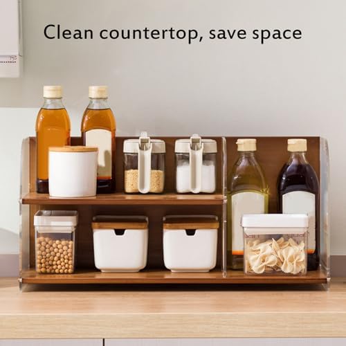 2-Tier Wooden Mug Holder Countertop, Bamboo Counter Shelf for Tea Coffee Bar Accessories, Matcha Stand, Kitchen Condiment Storage Rack,Coffee Station Organizer for Cabinet,Black - Image 3