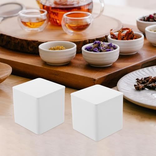 HOMSFOU 4pcs White Tinplate Airtight Storage Boxes for Tea and Coffee Beans - Image 6