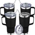 20 oz Tumbler with Handle Stainless Steel Insulated Coffee Tumbler with Lid and Straw Double Wall Vacuum Insulated Coffee Mug Leak Proof Travel Mug Tumbler for Hot and Cold Drink (Black,4pack) by YEBTSLife
