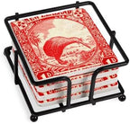 CafePress Antique 1935 New Zealand Kiwi Bird Postage Stamp T Tumbled Stone - Set of 4 Coasters Set of 4 w/holder by CafePress