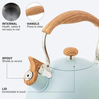 Whistling Stainless Steel Diamond Pattern Tea Kettle with Wood Grain Anti Heat Handle, Stainless Steel Cover Wood Grain Nylon Cover Top Tea Pot (Green) - Image 4