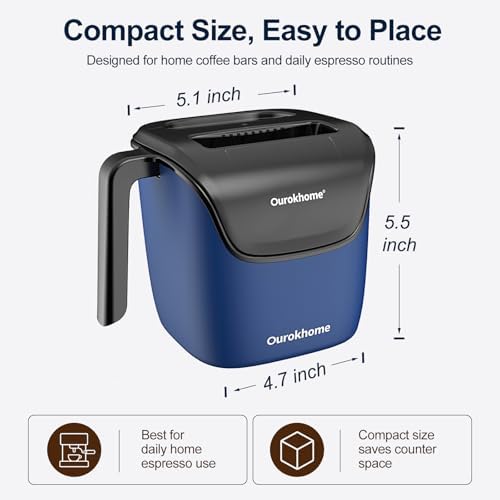 Ourokhome Espresso Knock Box with Lid, Compact Coffee Grounds Container for Home Coffee Bar, Removable Knock Bar, 304 Stainless Steel Exterior, Non-Slip Base & Handle, Easy Clean (Deep Blue) - Image 3