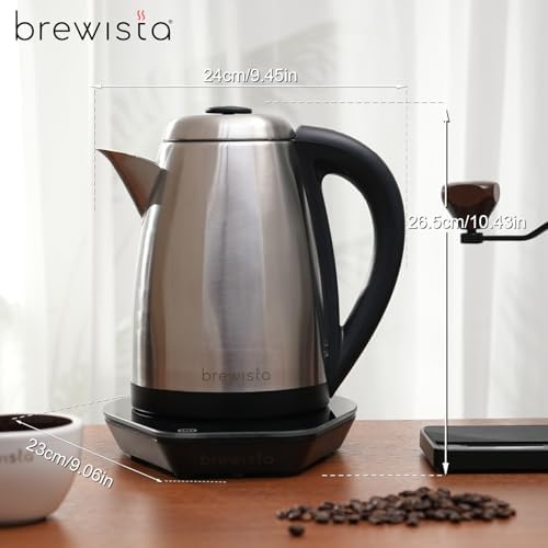 Brewista V-Spout Electric Kettle, Large 1.7 Liter Capacity For Pour Over Coffee, Smart Digital Heating Element, Perfect for Cupping, Stainless Steel - Image 2