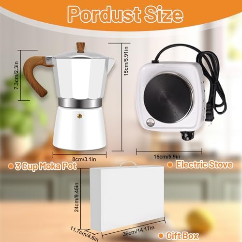 2-in-1 Aluminum Moka Pot Set with Electric Stove Classic - Image 2
