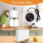 2-in-1 Aluminum Moka Pot Set with Electric Stove Classic - Image 2