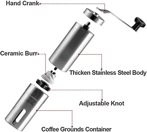 Manual Coffee Grinder, Ceramic Burr Coffee Bean Grinder，Adjustable Hand Coffee Grinder,Stainless Coffee Grinder Manual,for Home, Office, Travel, campin - Image 4