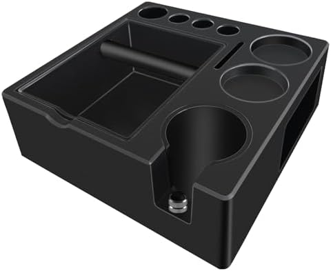 Espresso tamping station knock box,tamper station,Espresso station fit for storage 51-58mm tamper,distributor,portafilter,puck screen accessories,9 in 1 espresso knock box and tamper station by DELERKE
