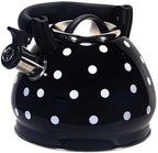 3.2 Quart Tea Kettle Stovetop Whistling, White and Black Polka Dots TeaKettle Stainless Steel Tea Pot, Suitable for All Heat Sources by Unknown
