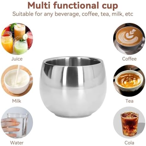 4Pcs Stainless Steel Coffee Cup, Camping Cup Coffee Mugs Tea Cups Double Walled Insulated Coffee Mug Reusable Metal Espresso Cup Mug Tea Cups - Image 4