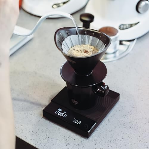 Pour Over Coffee Maker Set, Black Ceramic Coffee Dripper with V60 Paper filter, Black Ceramic Streamline Coffee Mug for Cafe Home Restaurant 6291-12201-03A - Image 4