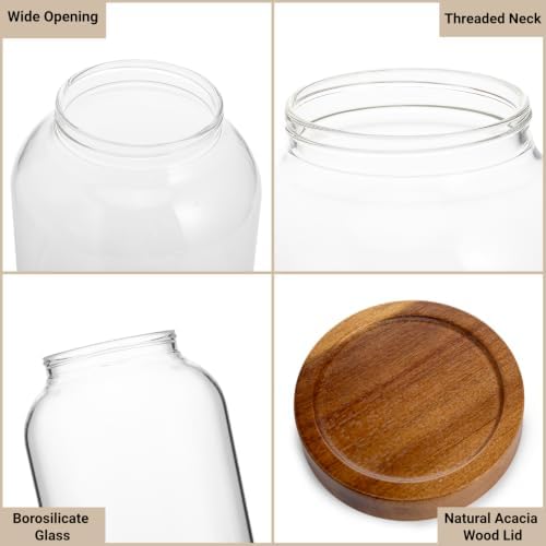 1 Gallon/ 128fl oz Large Clear Glass Jar with Airtight Screw On Wood Lid - Image 4