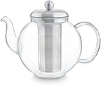 Teabloom Heritage Borosilicate Glass Teapot – 40 oz Classic Round Design with Stainless Steel Infuser – Stovetop Safe, Drip-Free Spout, Durable Heat-Resistant Tea Kettle for Loose Leaf or Teabags - Image 4