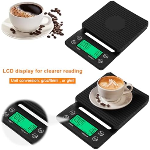 Coffee Scale with Timer, 0.1g Precision Digital Coffee Espresso Scale for Pour Over, Coffee Bean Weighing, Barista Brewing with Waterproof Cover, 5kg Capacity - Image 6