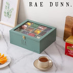 Rae Dunn Tea Bag Organizer - Tea Box Divided Storage Container Box with Hinge Lid for Kitchen Cabinet, Countertop, Pantry, Hold Coffee Pods, Seasoning Packets, Condiments, Sage - Image 3