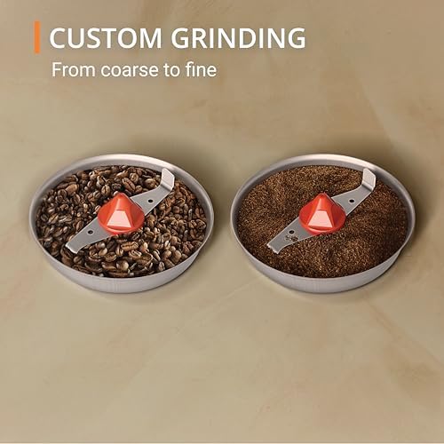 KRUPS Electric Blade Coffee Grinder 1.6 Oz, Adjustable Coarse to Fine for the Perfect Espresso, Grind Coffee Beans, Spices & Herbs, Removable Dishwasher Safe Bowl, Stainless Steel - Image 6