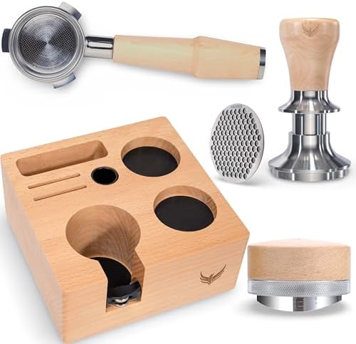 54mm Espresso Tamper Kit & Tool Set for Breville – Tamping Station, Naked Portafilter, Calibrated Tamper, Coffee Leveler & Puck Screen by KNODOS