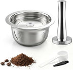 Stainless Steel Nespr*sso Reusable Pods 7.8oz/230ml Refillable Coffee Capsules Compatible with Nespr*sso V-rtuo NEXT UP POP PLUS GCA1 and ENV135 ENV150 with 1 Tamper (230ML+1 Tamper) by Unknown