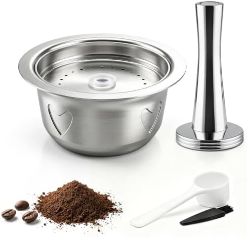 Stainless Steel Nespr*sso Reusable Pods 7.8oz/230ml Refillable Coffee Capsules Compatible with Nespr*sso V-rtuo NEXT UP POP PLUS GCA1 and ENV135 ENV150 with 1 Tamper (230ML+1 Tamper) by Unknown