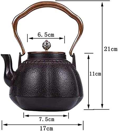 LJYT Teapot Cast Iron Tea Maker with Copper Handle, Vintage Heat Resistant Tea Infuser, for Home Office Office Tea House Party, 1.1L (Color : B) - Image 2