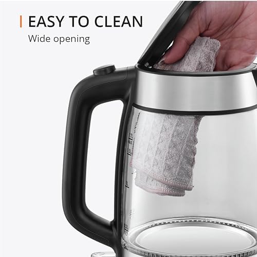 KRUPS 1.7L Glass Electric Kettle: Fast-Boiling 1500W with LED Indicator, Anti-Scale Filter, Auto Shut-Off, and Cordless Design - Boil 1 Cup in 80 Seconds for Perfect Tea and Coffee - Image 6
