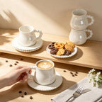8oz Cappuccino Cups with Saucers and Spoons, Tea Cups Set of 6 - Image 5