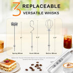 YUSWKO Handheld Milk Frother Wand for Coffee, Rechargeable Electric Whisk - Image 5