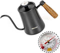 NEOUZA 500ml Gooseneck Kettle with Mechanical Dial Thermometer, 304 Stainless Steel Stovetop Safe Kettle for Pour Over Coffee and Tea, Precision Spout & Wooden Handle by NEOUZA