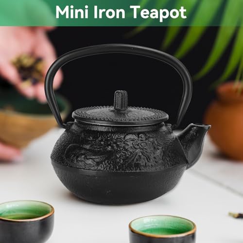 10oz/300ml Stovetop Tea Kettle, Japanese Cast Iron Teapot Traditional Kung Fu Teapot Kettle with Stainless Steel Infuser for Brewing Loose Leaf Tea - Image 6