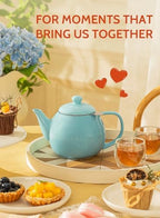 Sweese Teapot, Porcelain Tea Pot with Stainless Steel Infuser, Blooming & Loose Leaf Teapot - 27ounce, Turquoise - Image 6