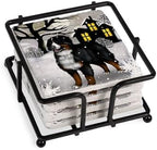 CafePress BERNESE MOUNTAIN DOG SNOWY DAY Tumbled Stone - Set of 4 Coasters Set of 4 w/holder by CafePress