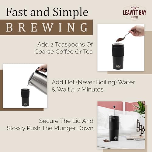 Black Portable French Press Travel Mug & Coffee Maker - Image 3