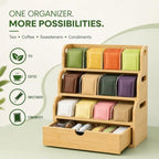 Bamboo Tea Bag Organizer, 4 Tier with Drawer - Image 4