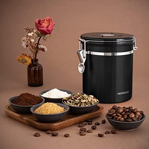 Mixpresso 16 Oz Coffee Canister, Stainless Steel Airtight Coffee Container, Ground Coffee Bean Storage with Date Tracker, Vacuum Sealed Espresso Airtight Container, Coffee Jar, Bundle With Black Color - Image 6