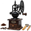 Vintage Manual Coffee Grinder with Cast Iron Ferris Wheel Hand Crank, Wooden Coffee Mill with Ceramic Burr, Adjustable Grind Size for Espresso, French Press, Pour Over, Home Barista Coffee Gift by Unknown