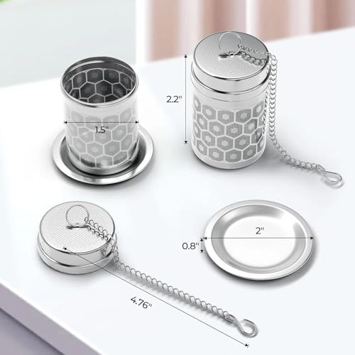 3PCS Tea Strainers for Loose Tea,Loose leaf tea infuser,Extra Fine Mesh Tea Infuser, 304 Stainless Steel & Updated Slim Threaded Lid, Loose Leaf Tea Steeper - Image 5