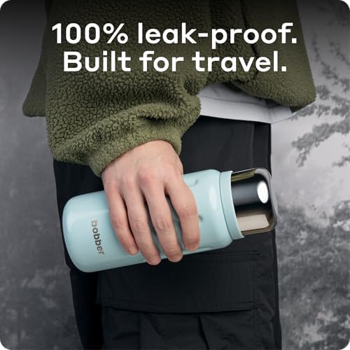 BOBBER 26 oz Stainless Steel Thermo Flask with Removable Tea Infuser & Cup – Keeps Hot 28 Hours, Cold 42 Hours – BPA-Free, Dishwasher Safe for Outdoor, Work, Home (Light Blue) - Image 3