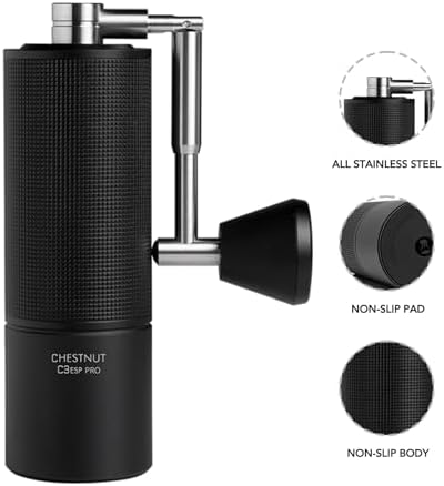 TIMEMORE Manual Coffee Grinder Stainless Steel Espresso Coffee Bean Grinder with Foldable Handle Chestnut C3 ESP PRO Internal Adjustable Setting, Double Bearing Positioning Black - Image 6