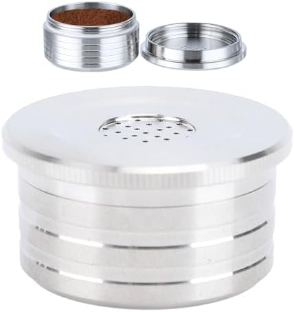Reusable Coffee Capsule, Silver Stainless Steel Coffee Capsule Filter Kit Espresso Machine Accessories and Tools for Coffee Machine (with Paper Filters Brush Spoon Press Hammer) - Image 5
