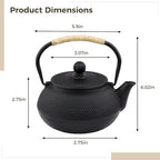 Black Japanese Tetsubin Teapot 600 Ml, Cast Iron Tea Kettle with Infuser, Stovetop Compatible, Rope Handle - Image 3