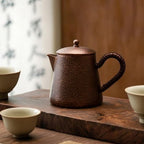 Copper Kettle Handmade Teapot Hammered Build Loop Grip Handle Short Decorative Lid Compact Pot For Loose Leaf Steeping Home Kitchen, style to 1 - Image 3