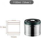 Vacuum Sealed Coffee Canister, 304 Stainless Steel, Airtight Press Type Lid, for Coffee Beans, Tea, Nuts (Silver, 1100, Milliliters) - Image 2