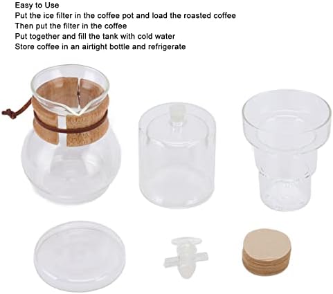 Adjustable Glass Coffee Drip Pot with Fine Filter Paper, pour Over Coffee Maker for Iced Drinks, Milk, Professional Design for Precise Brewing, 400Ml Capacity - Image 3