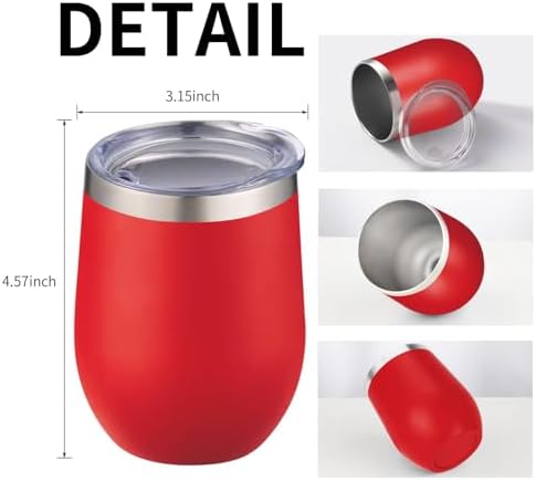 12oz/6 Pack Wine Tumbler Glasses with Lid Stemless Double Wall Vacuum Stainless Steel Travel Tumbler Keeping Cold & Hot for Wine,Coffee,Cocktails,Christmas Drinks-Family and Gifts (Multi color-couple) - Image 2