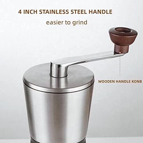CAFECITO Manual Coffee Grinder | Portable Hand Coffee Bean Grinder with Ceramic Burr | 304 Stainless Steel Conical Burr Mill | Adjustable Grind | Glass Jar | Easy to Clean - Image 4