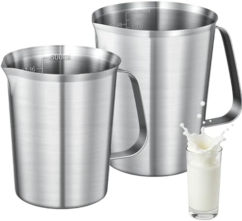 Stainless Steel Metal Measuring Cup w/Handle for Liquid,48&16oz by WELKORCateringEquipment